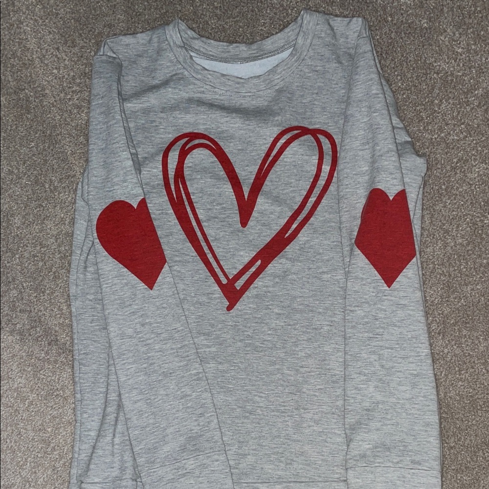 Amazon Gray Sweater with Red Heart Design
